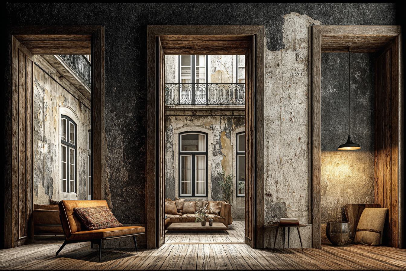 The living room, facing the interior courtyard