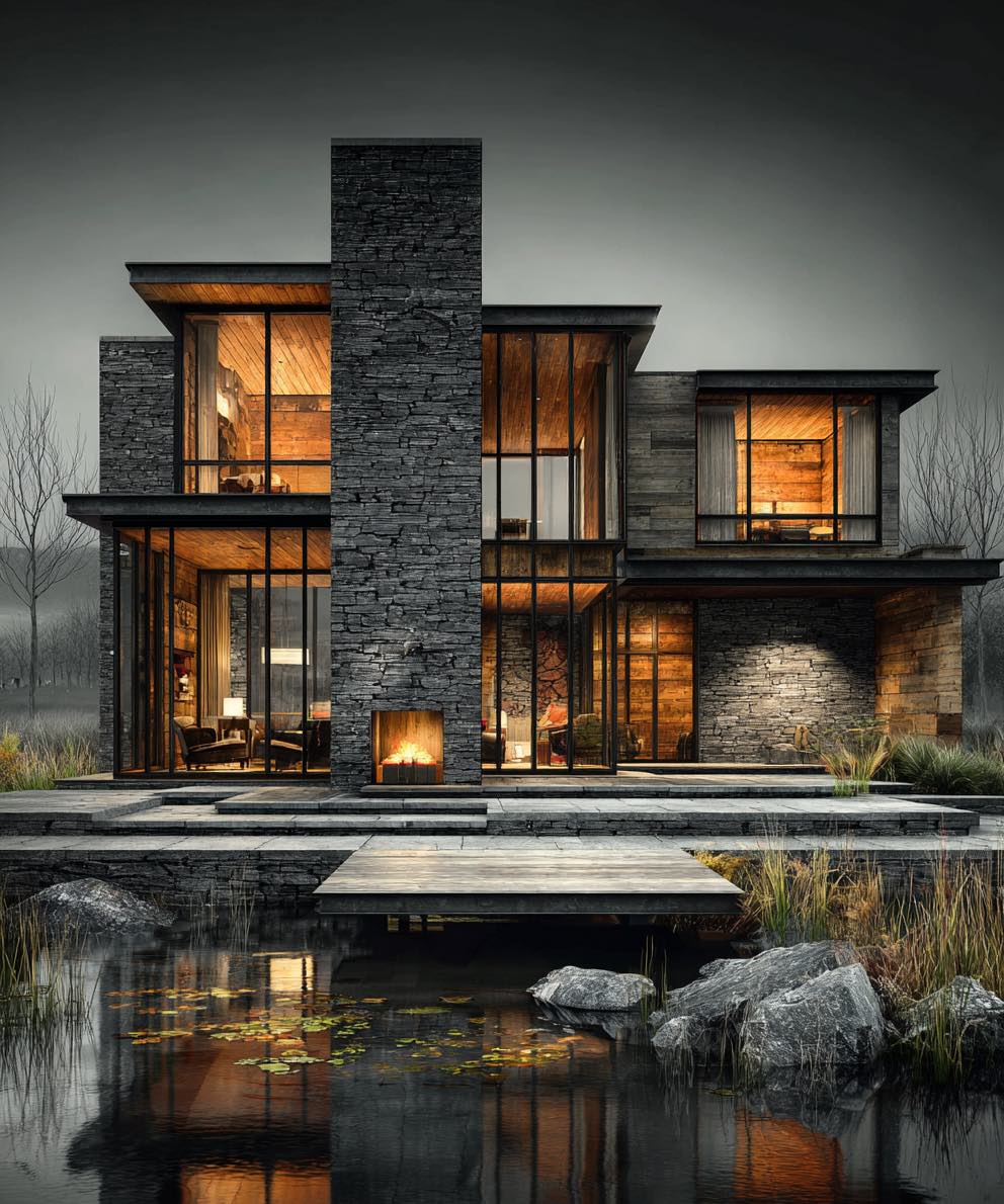 Hollow Pine House, a lakeside villa with a private jetty