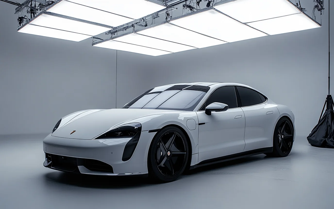Porsche Taycan Turbo S, three-quarter front view