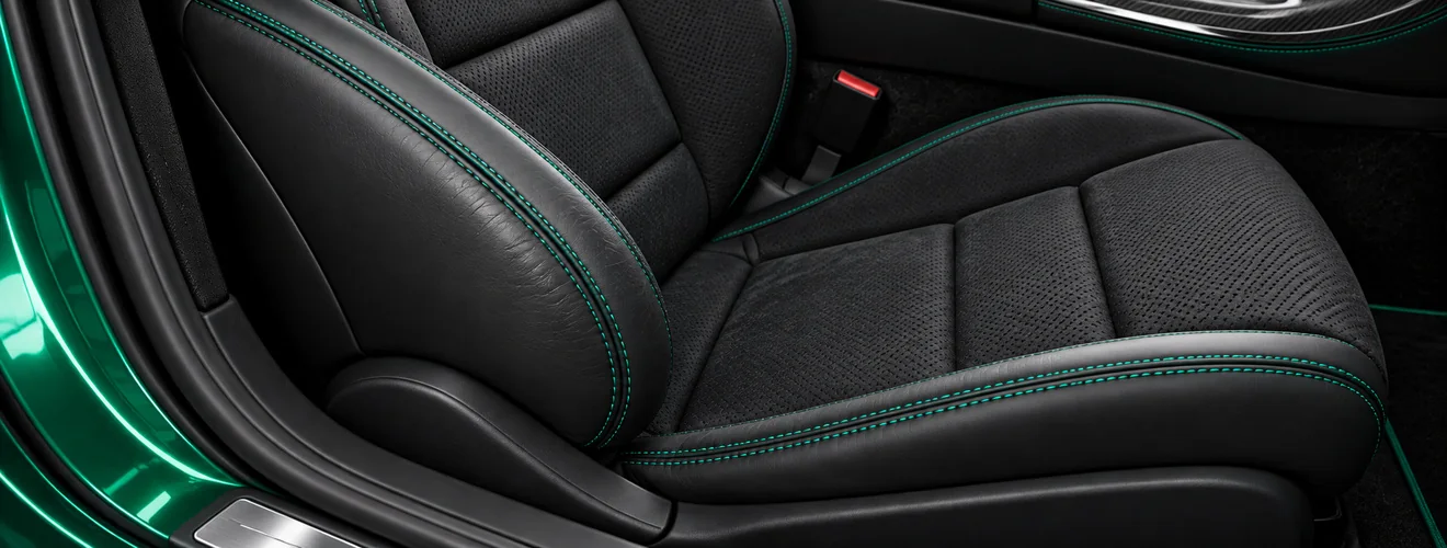 Close-up: Bolster wear, Driver seat · left bolster