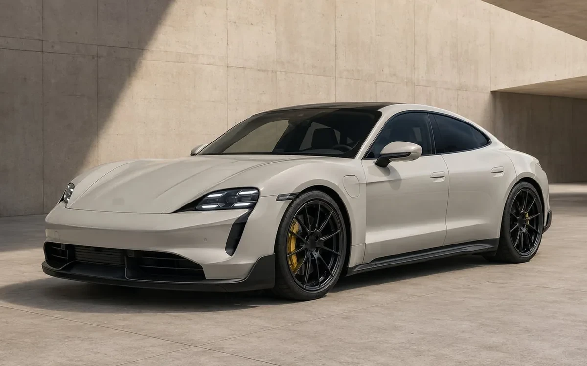PORSCHE Taycan Turbo GT, front three-quarter view