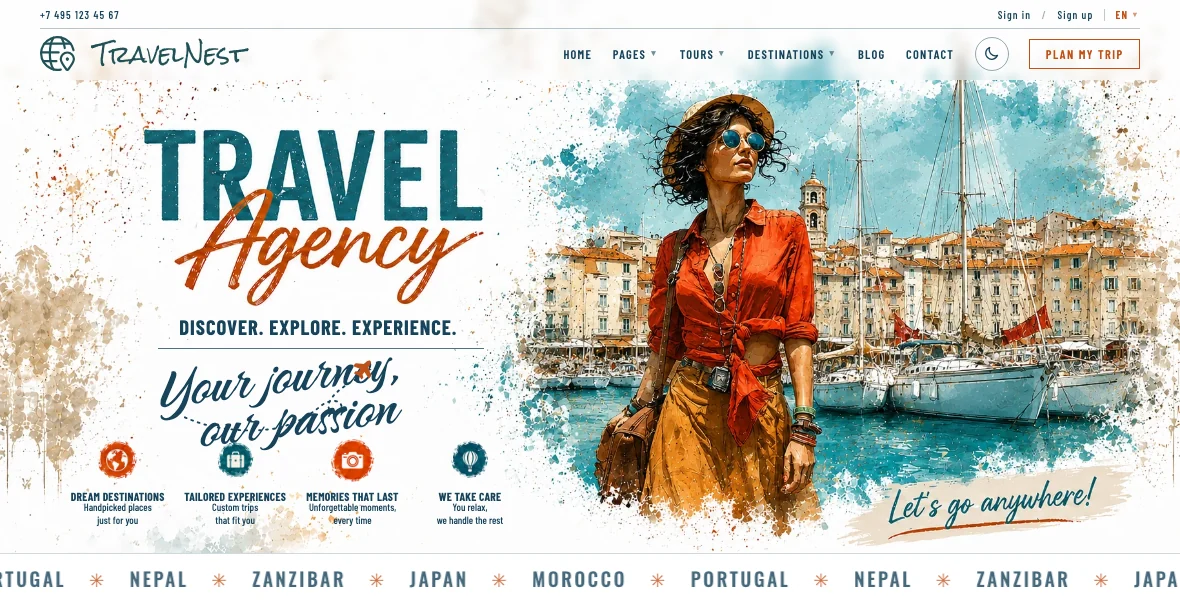 TravelAgency template home page