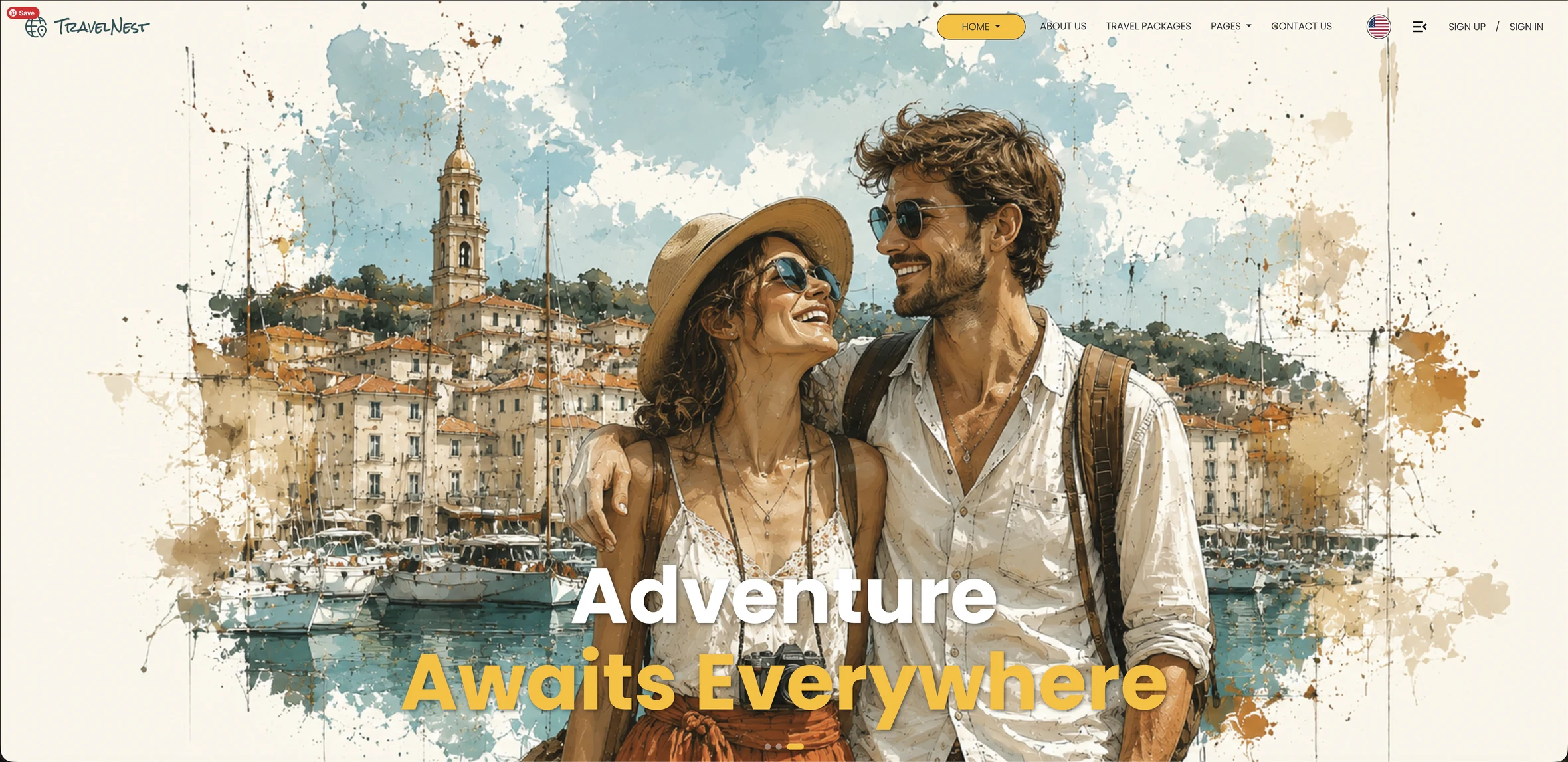 TravelNest template home page