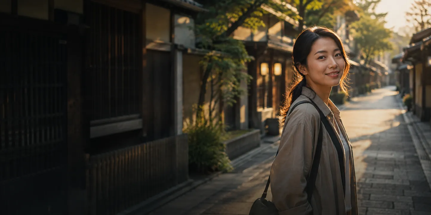 Aiko, our guide in Kyoto, with travellers