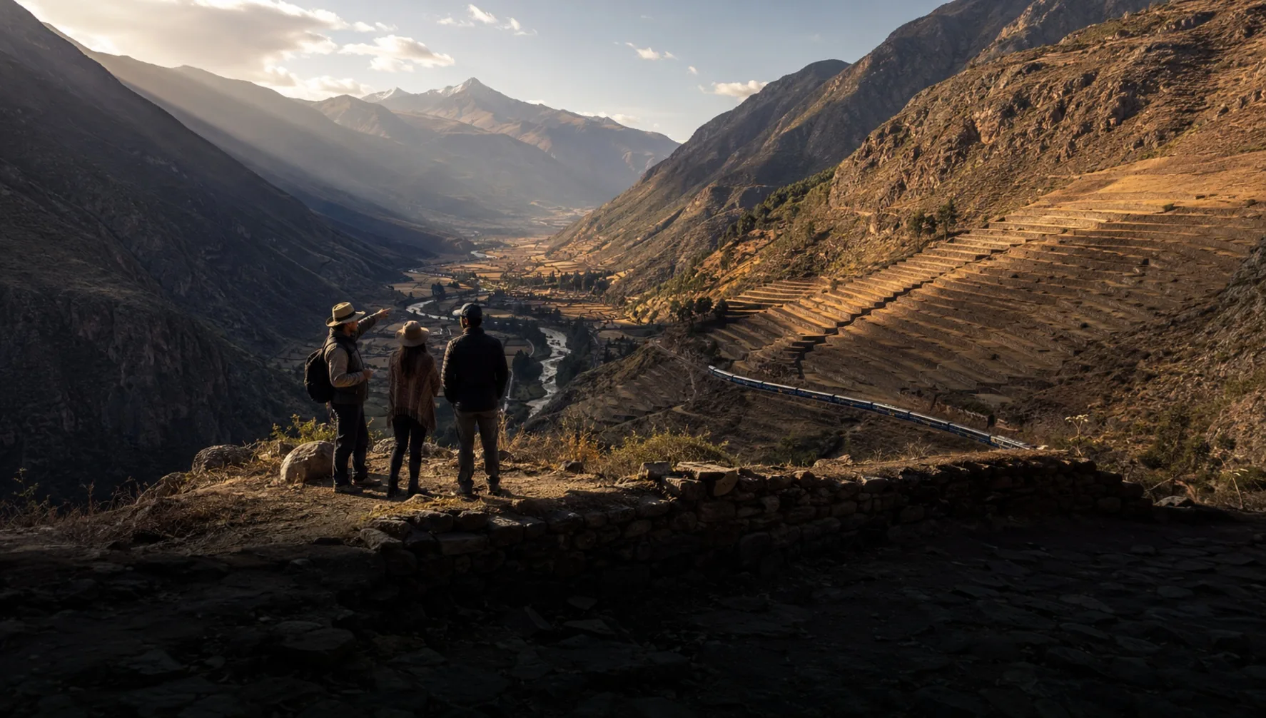 Sacred Valley at first light with nobody on the terraces