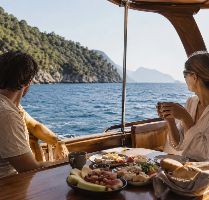 Breakfast laid on a moving deck