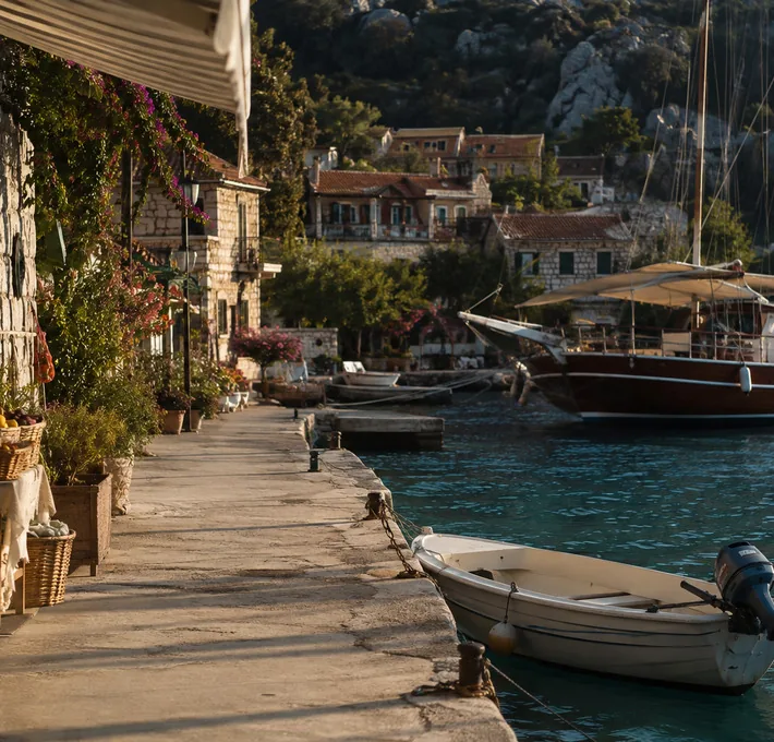 Small village jetty in the late afternoon