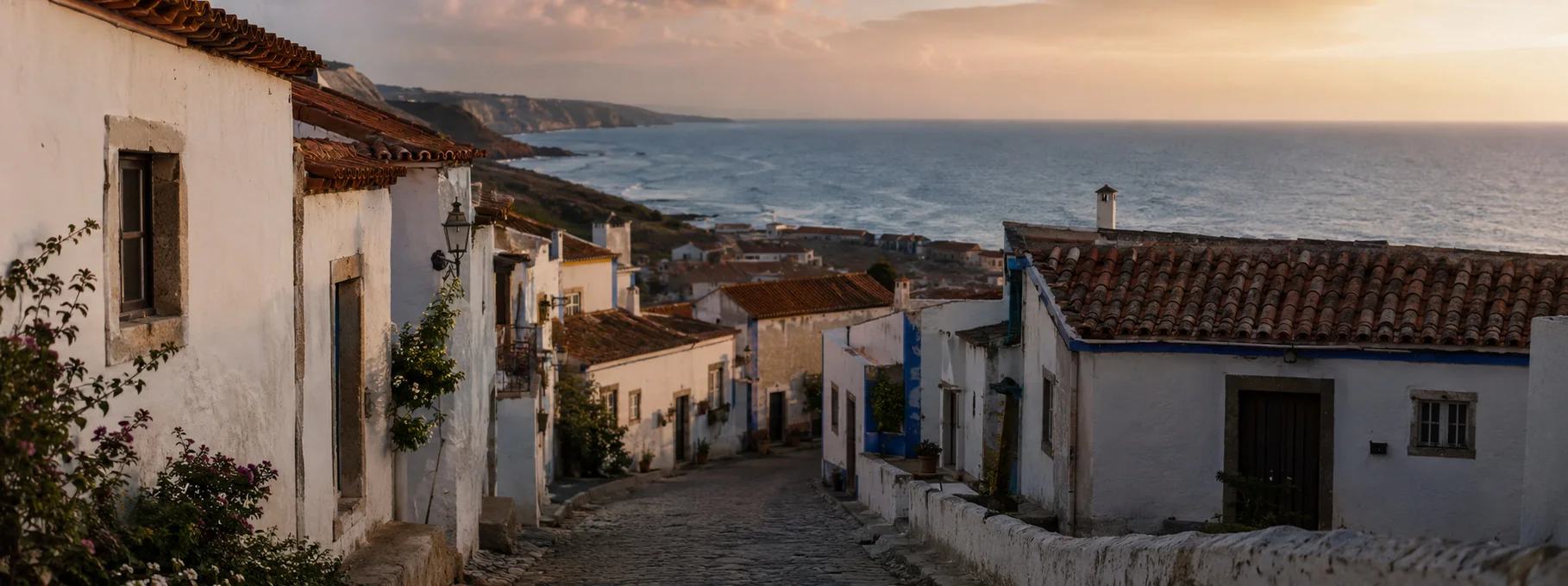 Europe — a coastal town at golden hour