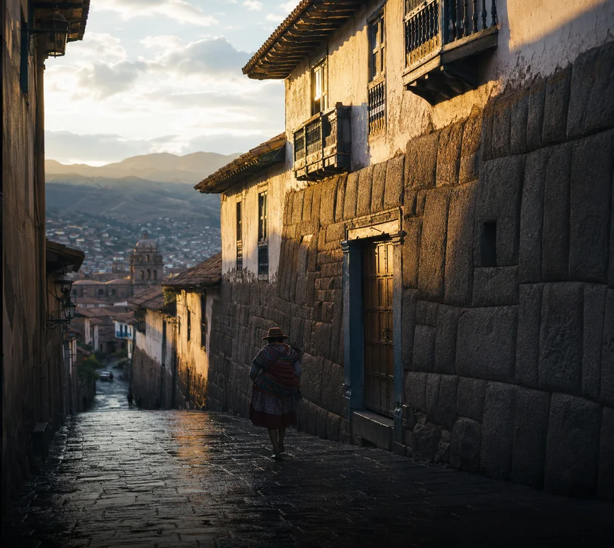 A courtyard in the morning, Cusco