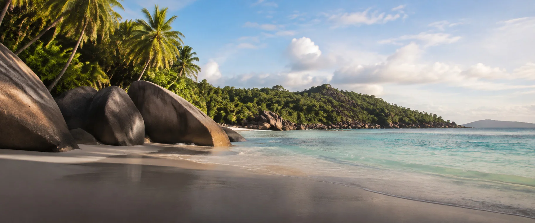 Granite boulders and water on Praslin