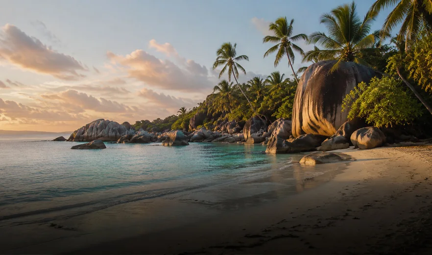 Granite boulders on the Praslin coastline