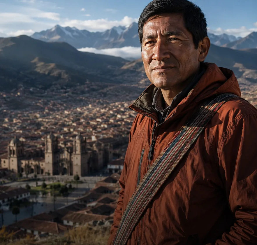 Mateo Quispe above the valley near Cusco