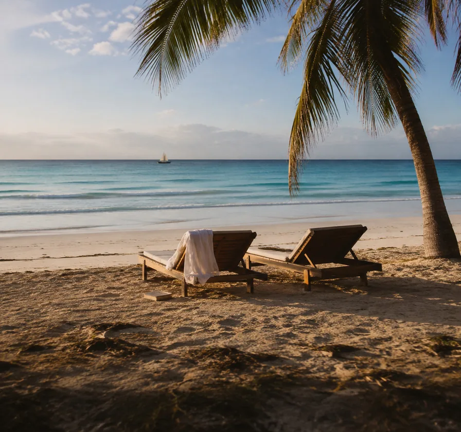 An empty beach in late afternoon, Zanzibar