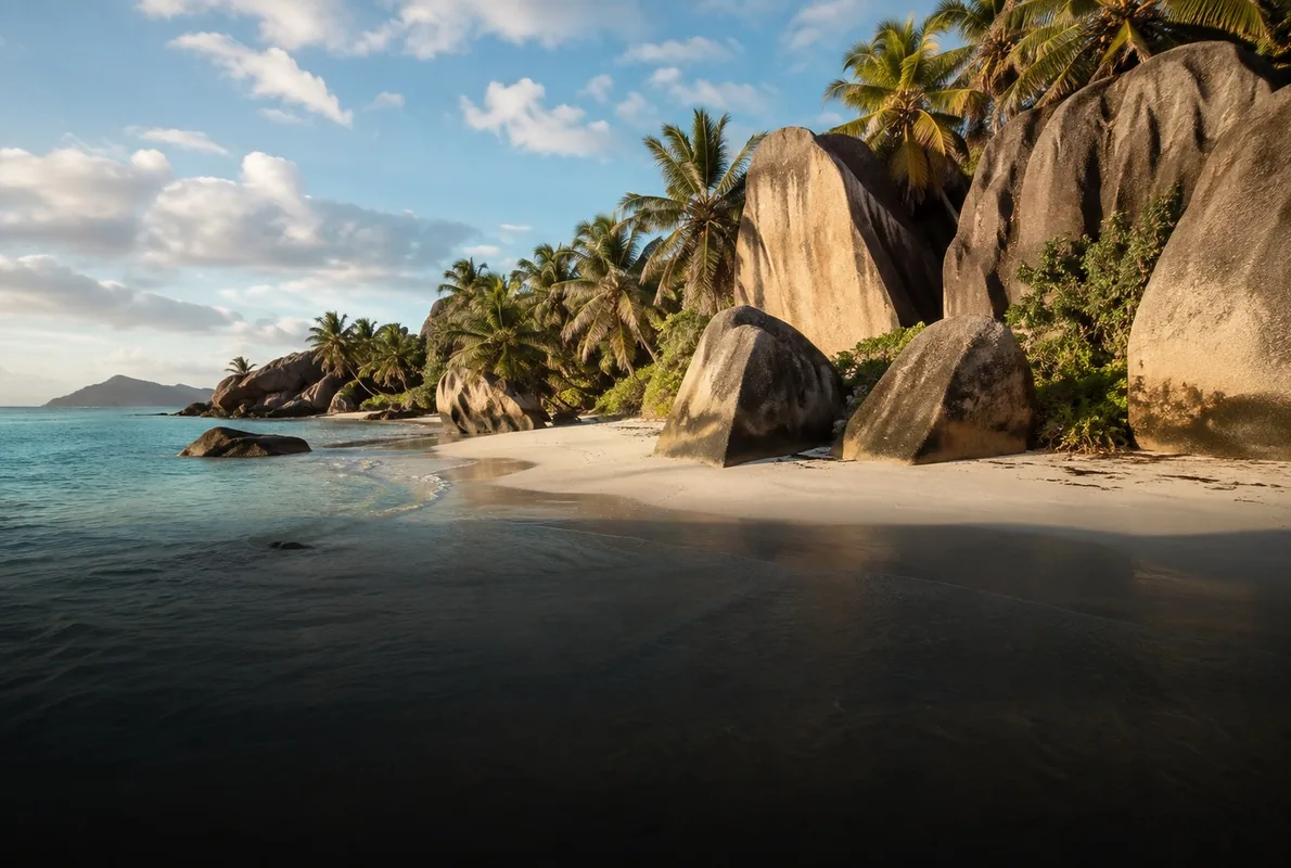 Seychelles — granite boulders on a Praslin beach