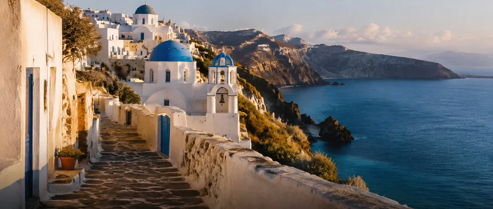 Harbour at dusk on a Greek island