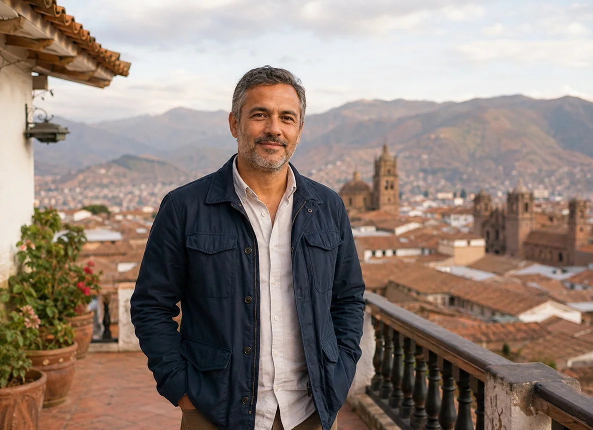 Marcus Vale at his desk, planning an Americas route