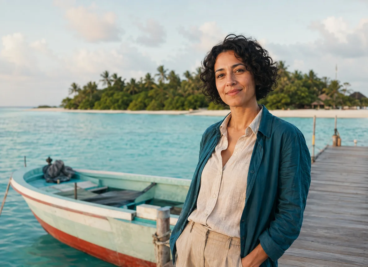 Nadia Halim working on an island itinerary