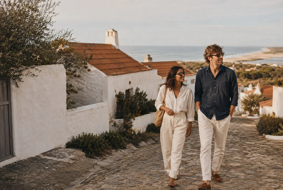 Two travellers on the Portuguese coast