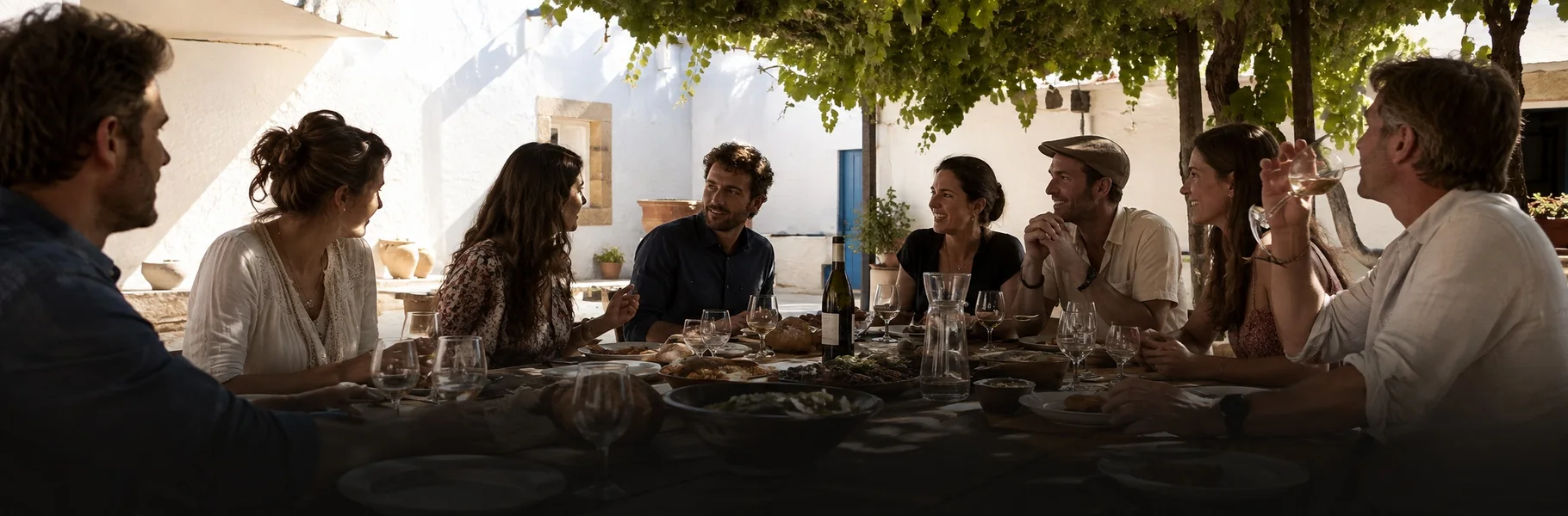 A long lunch table in Portugal, sent by Anna on day four of her trip