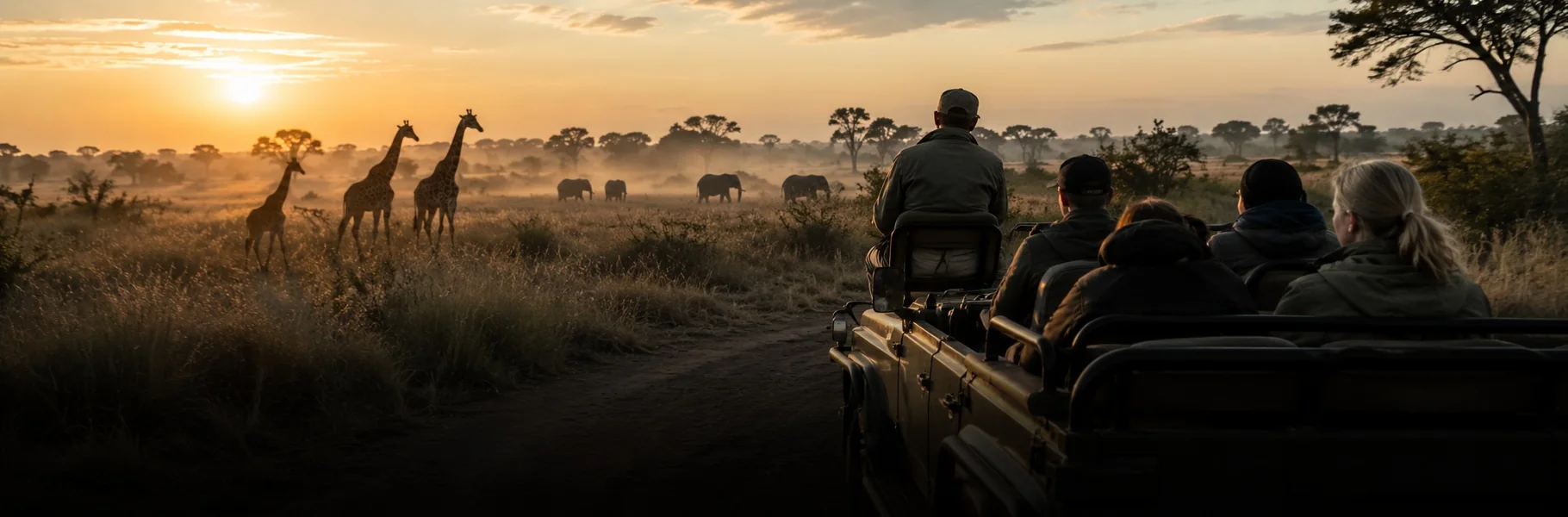 A safari vehicle at dawn in Tanzania, sent by the Ashworths on day eight