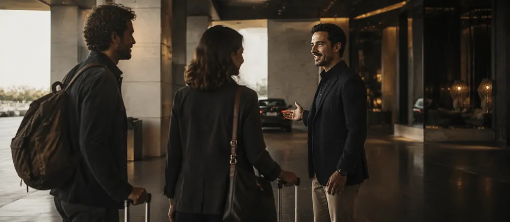Guide meeting travellers